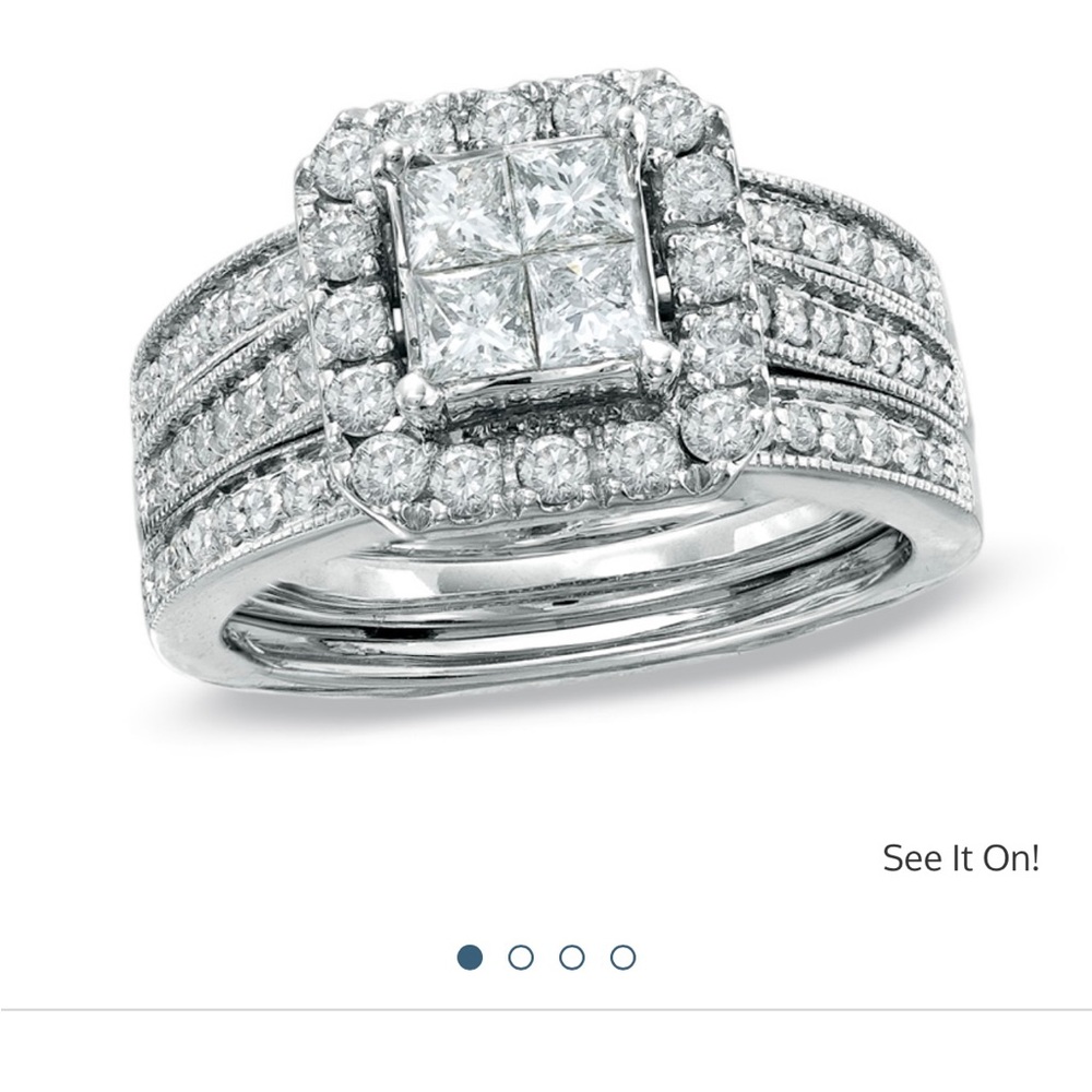 1.5 white gold composite diamonds bridal set.